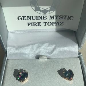 Genuine Mystic Fire Topaz 10K Gold Earrings NWT
